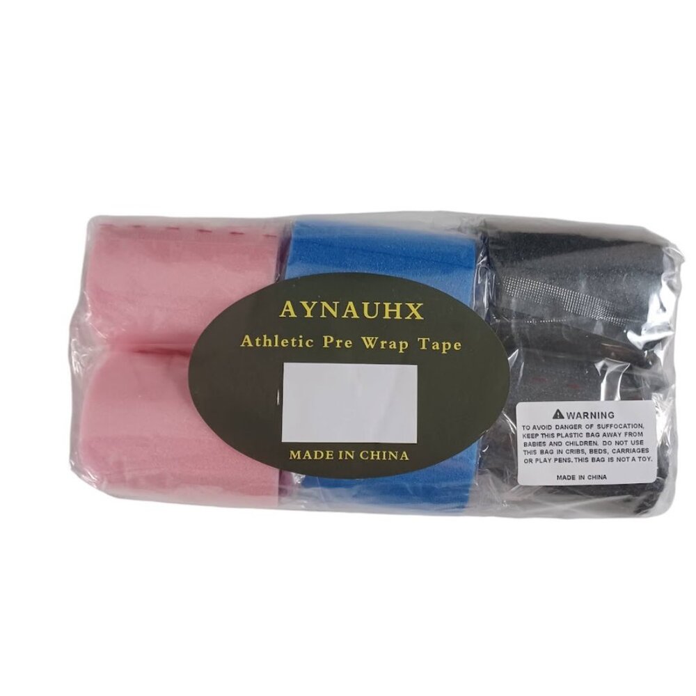Aynauxh Athletic Pre Wrap Tape NEW 6 Pack -Pink,Blue,Black -12 Yards Per Roll